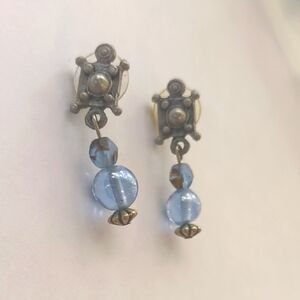 Elegant Silver and Blue Beaded Earrings